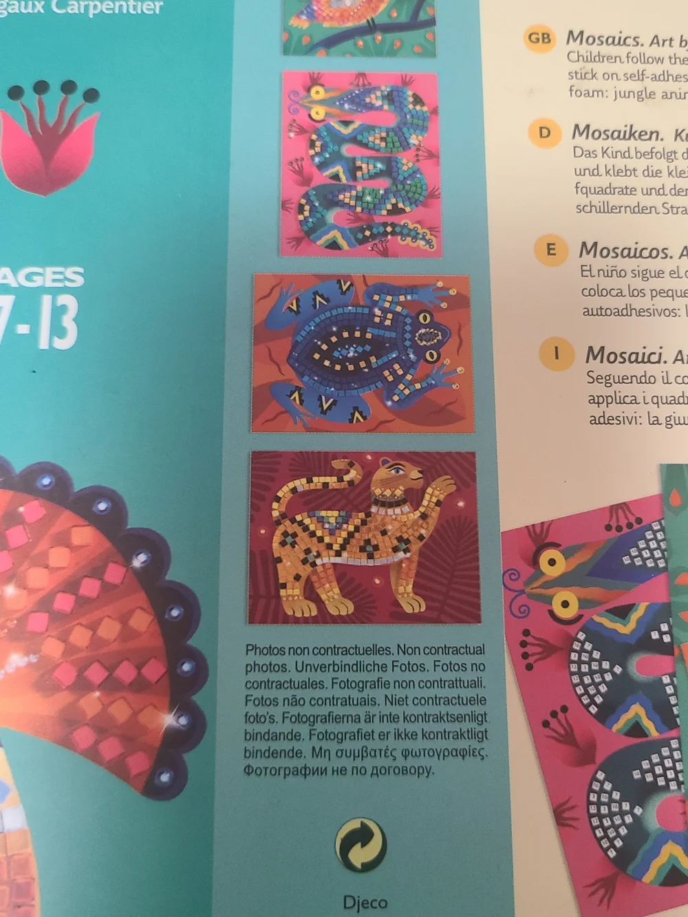 Djeco Deep in the Jungle Mosaics Arts & Crafts New Sealed